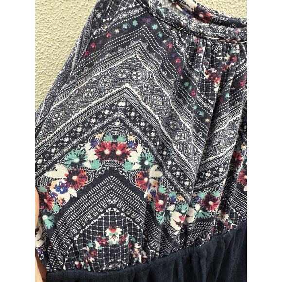 Womens Pink Rose Maternity Dress Size Small Sleeveless Blue Maxi - Picture 3 of 11